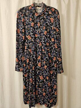 Never-worn BODEN L/S jersey dress with yellow/pink flowers & blue paisleys